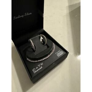 NEW Ster. 925 1/2 Carat TW Diamond Tennis Bracelet And Earrings Diamonds